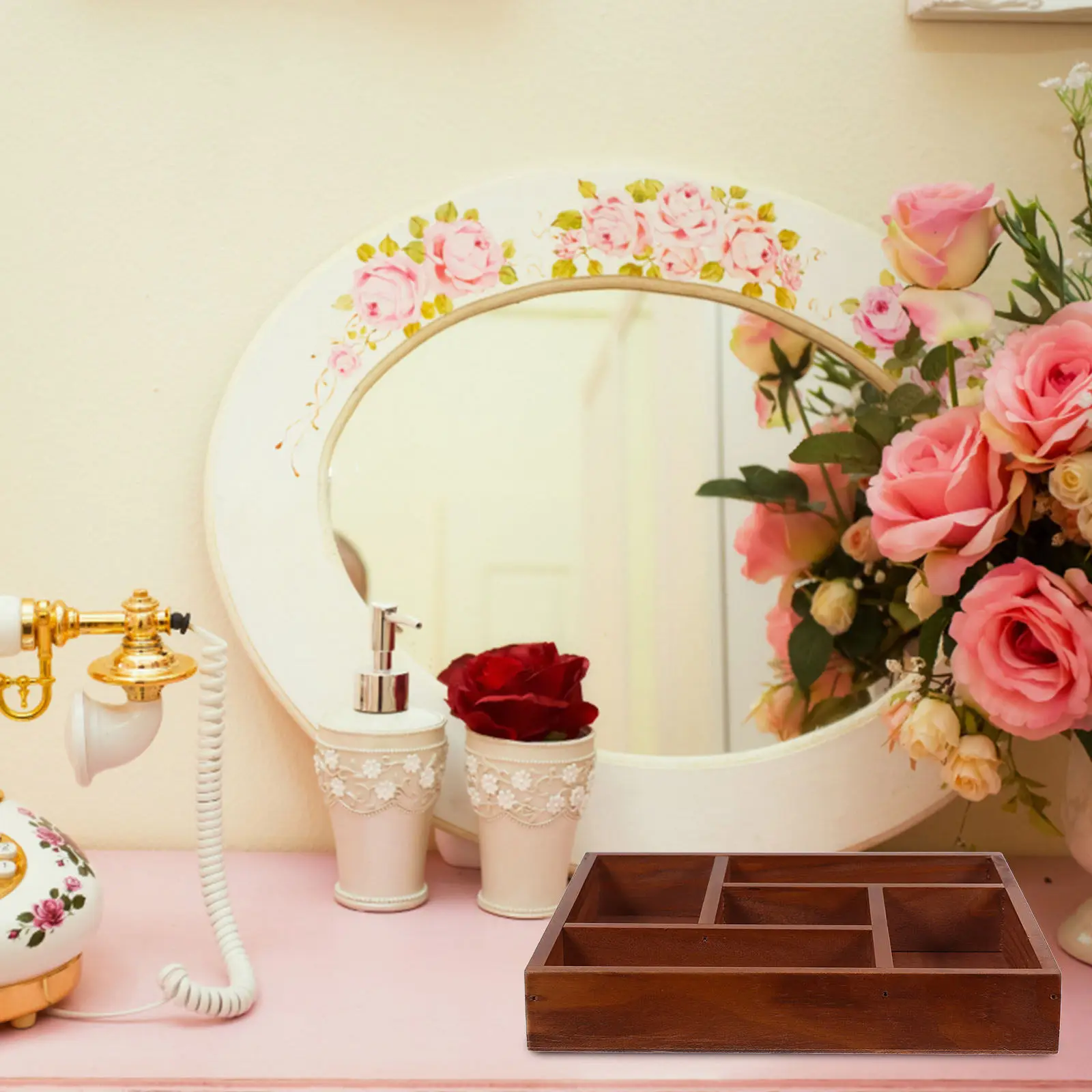 

Винтажный деревянный органайзер для стола с эффектом состаривания, настольный лоток для хранения украшений и косметики, деревянный лоток-органайзер с выдвижными ящиками