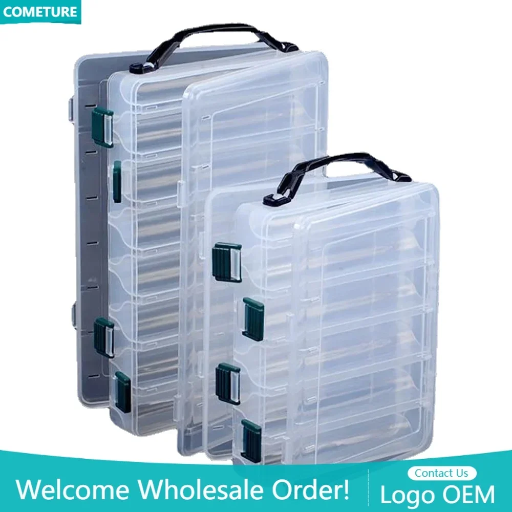 

Fishing Tackle Box 14 Compartments Double Sided Fishing Tackle Box Transparent Lure Bait Storage Box Plastic Organizer