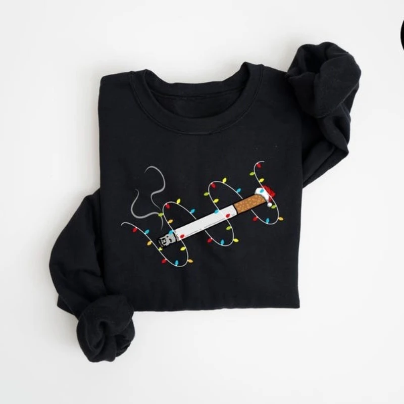Amante de cigarro fumante luzes de natal viciado outono e inverno moletom manga longa combinando hoodies manter pulôver quente