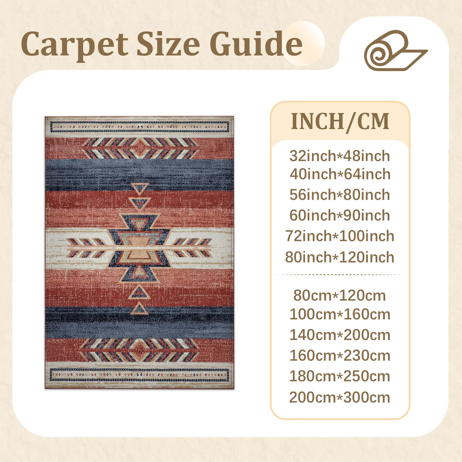 Large Indoor Area Rug, Soft Velvet Low Pile with Non-Slip Dotted Backing, Machine Washable Southwestern Aztec Geometric Rug, Great for Living Room, Bedroom, Entryway