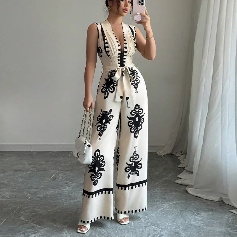 

Сексуальный цельный купальник с ремешком на поясе, летнее новое поступление, женские длинные брюки без рукавов, комбинезон из материкового Китая