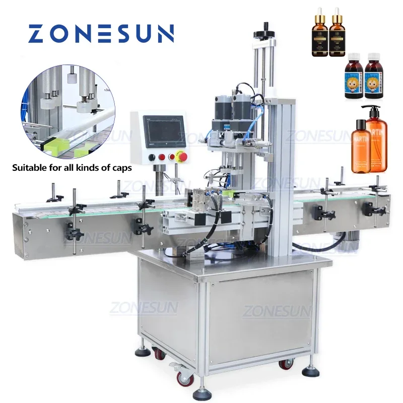 ZONESUN Stand Automatic Beverage Medicine Plastic Glass Bottle Cap Screwing Capping Machine For Production ZS-XG16