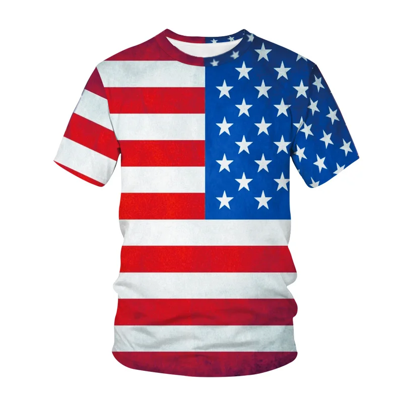 

New Summer 3D America Flag Emblem Printed T Shirt American Spiritual Totem Graphic T-shirts For Men Kid Vintage Fashion Clothing