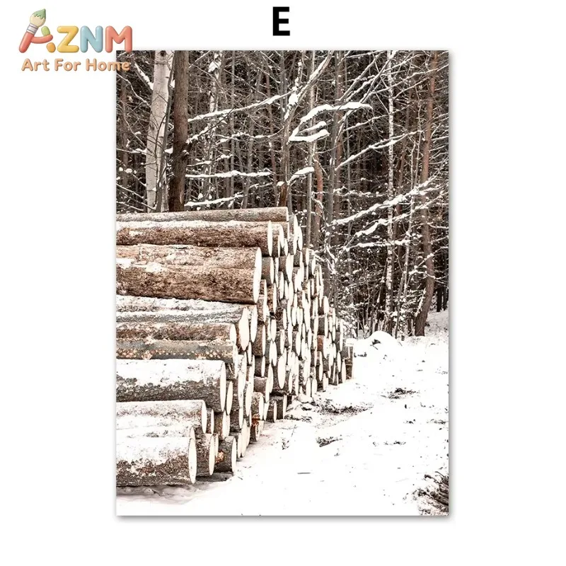 Single Winter Fox Canvas Wall Art Snowy Forest Deer Cabin Nature Scene Wall Prints Living Room Bedroom Home Decor Poster Gift