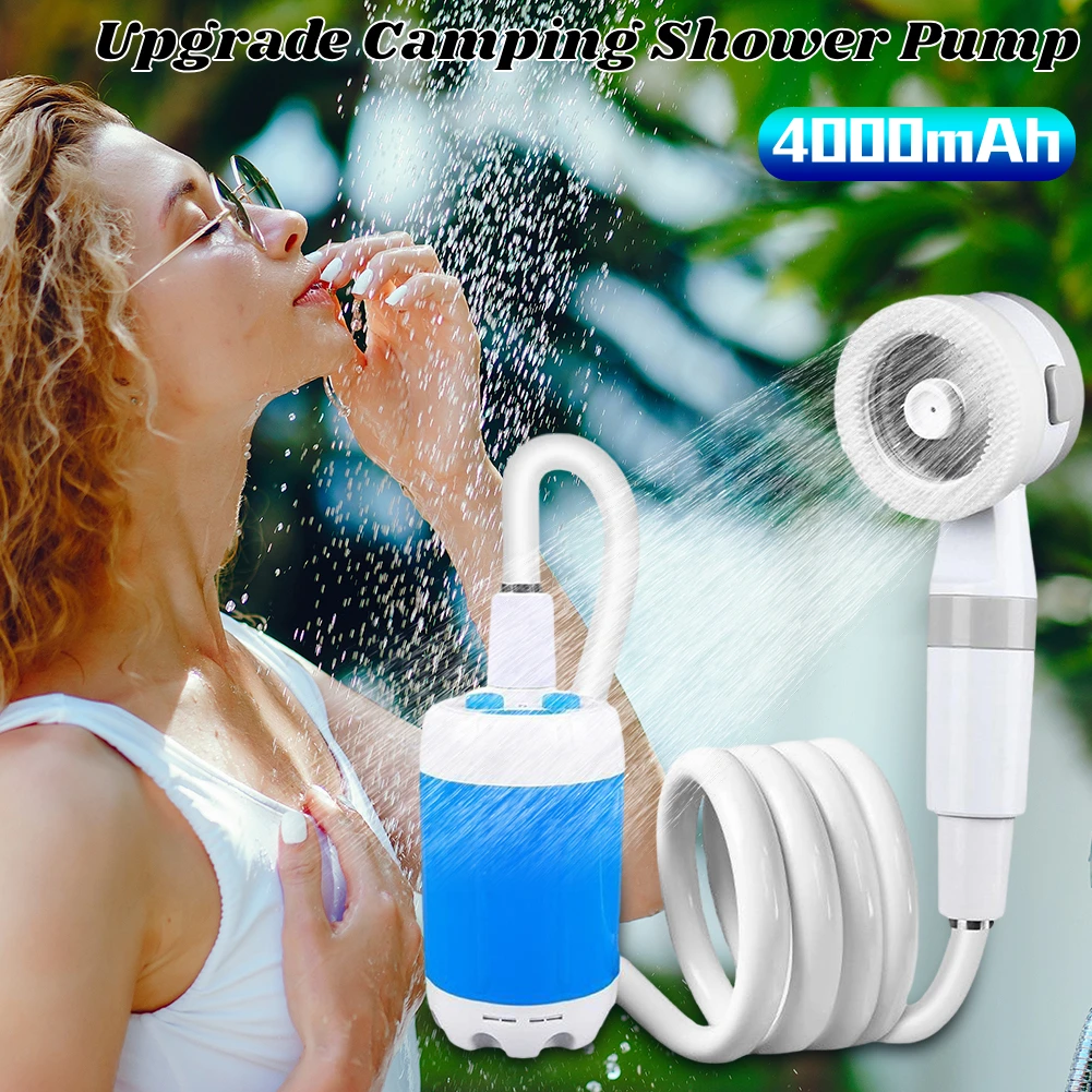 

Upgrade Camping Shower Pump 4000mAh Rechargeable Outdoor Shower Pump with Digital Display for Car Washing Gardening Pet Bathing