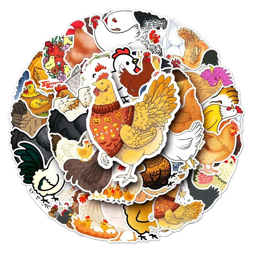 50PCS Cartoon Chicken Animal Personality Creative Sticker Desk Refrigerator Notebook  Suitcase Waterproof Guitar