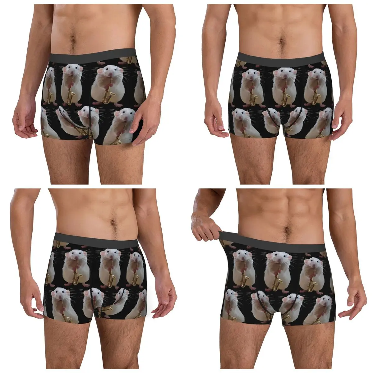 Boxer Underpants Shorts Rat Playing The Saxophone Panties Male Breathable Underwear for Homme Man Boyfriend Gifts