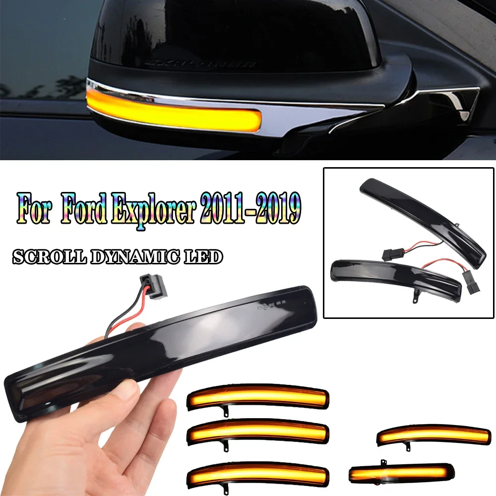 2pcs Car Side Mirror Blinker Indicator Lamp LED Dynamic Turn Signal Light for Ford Explorer U502 2011-2019 Left Hand Drive