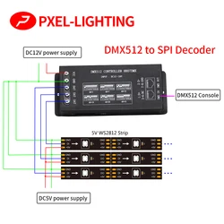 H807DMX DMX512 Controller 1024 pixel Controller RGB 14 canali Controller DMX per WS2812 DMX Stage Light DMX a SPI Decoder