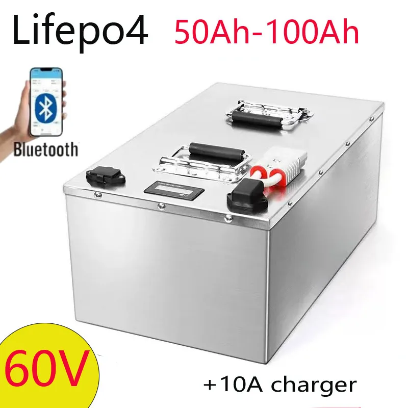 

60 В 50 Ач 100 Ач LiFePO4 аккумулятор встроенный Bluetooth BMS литий-железо-фосфатный аккумулятор для солнечной тележки для гольфа RV лодка для хранения
