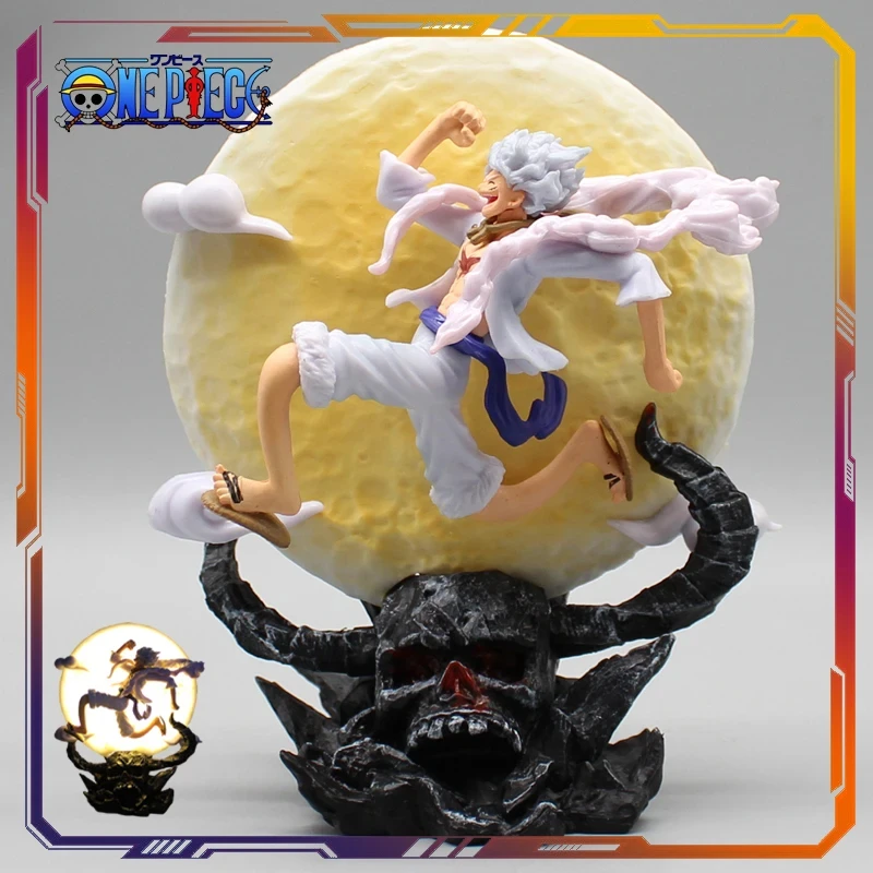 

14cm Sun God Nika Luffy Gear 5 Action Image Luminous Moon One Piece Anime Collection Ornament Children Toys Desktop Statue Model