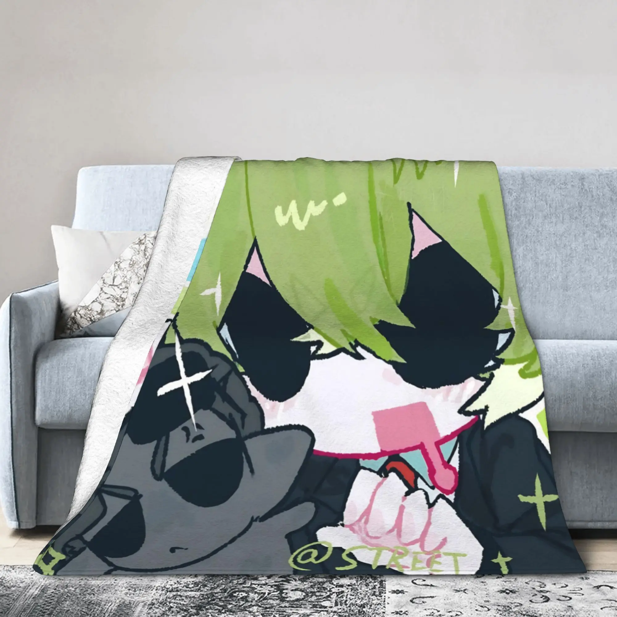 Kawaii Froggydude MCYT Game Plush Blanket  Awesome Throw Blankets for Home 150*125cm Plush Thin Quilt