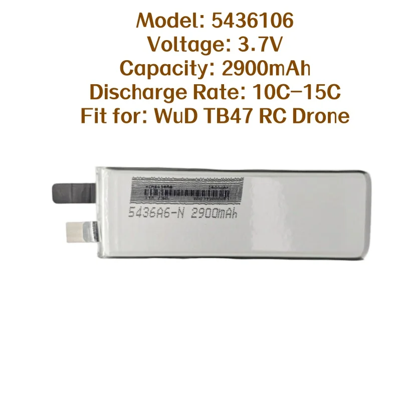 3.7V 2900mAh High Discharge Rate Lithium Polymer Cell Model 5436106 5436A6 Compatible with RC Drone Aircraft