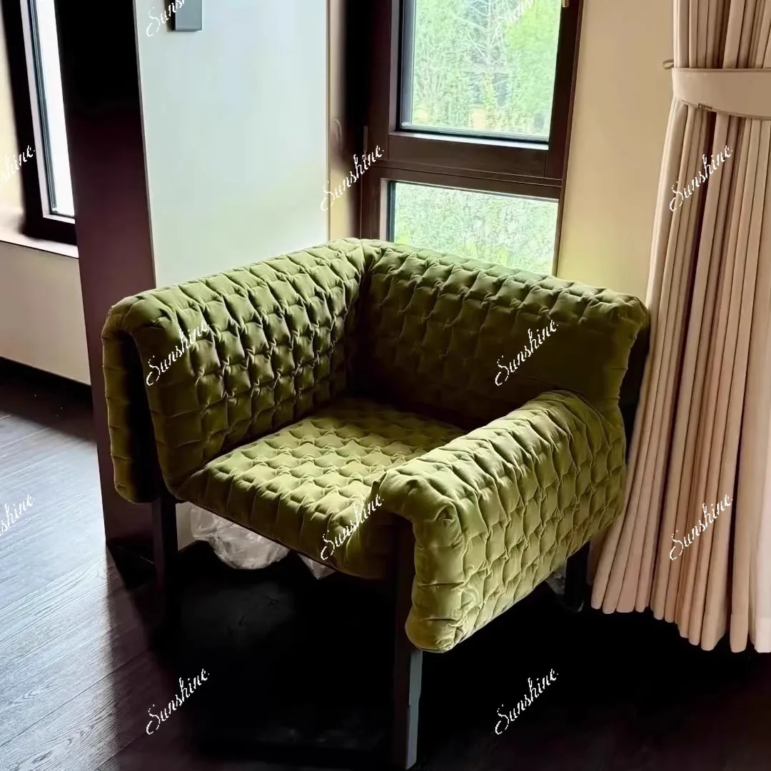 Red flannel single sofa simple armchair