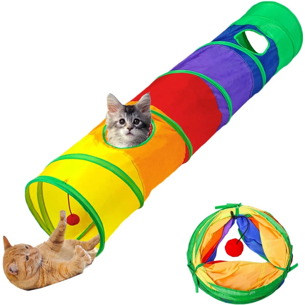 Túnel para Gatos, Túnel para Gatitos, Juguetes para Mascotas para Gatos Aburridos, Juguete de 2 Orificios con Agujero para Escurrirse