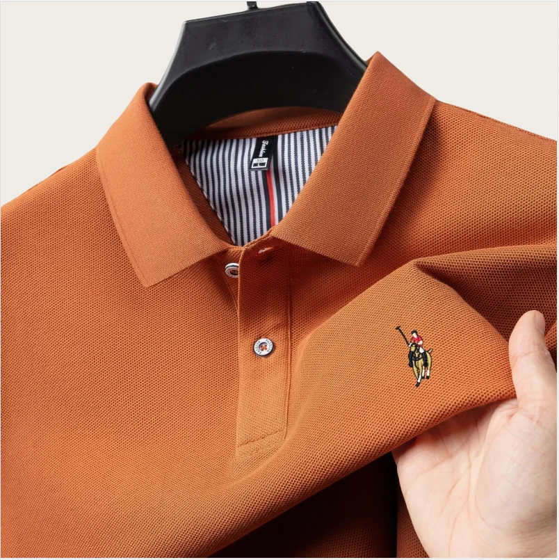 

100% хлопок мода новая летняя марка с короткими рукавами гольф лацкан POLO рубашка дизайнер изысканная вышивка деловая футболка для отдыха комфортабельная воздухопроницаемая рубашка