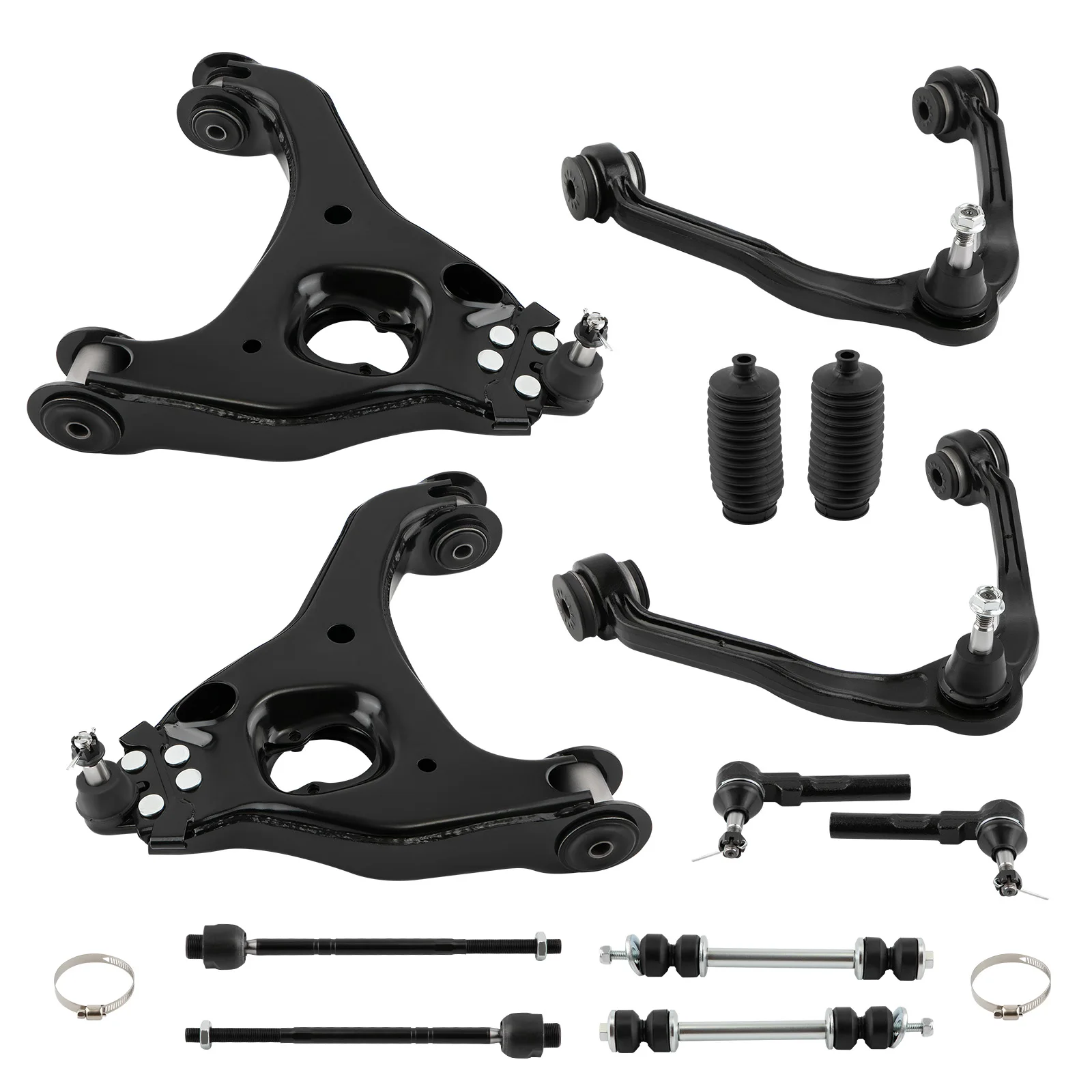 12x Front Upper & Lower Control Arms Sway Bar Link Kit for Chevrolet Silverado 1500 GMC Sierra 1500 99-06 RWD