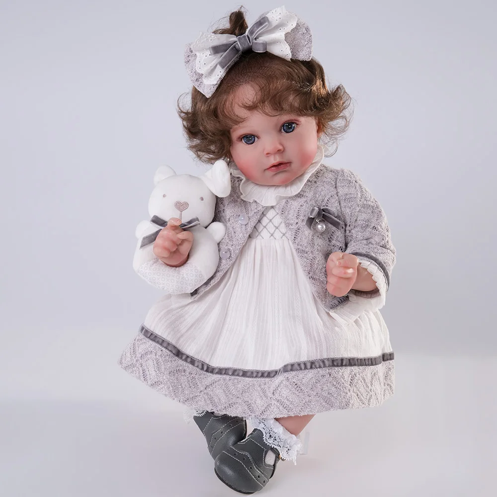 

Cloveray 24 inch Original Realistic Reborn Baby Doll Lifelike Puppet Vinyl Doll Baby Soothe Toy Baby Reborn Doll Kid Xmas Gift