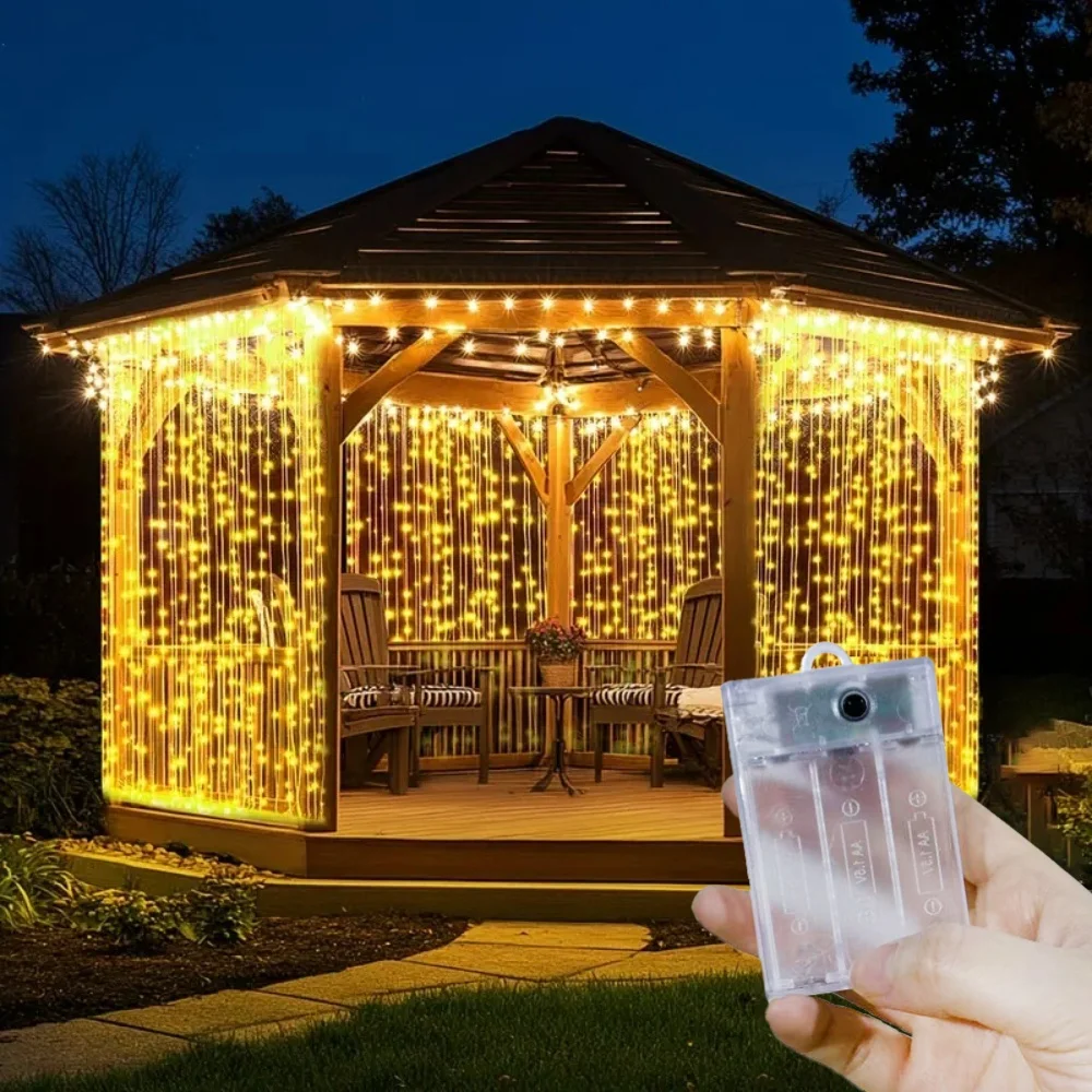 

Battery Power Wedding LED Curtain Lights String Bedroom Decoration Ramadan Valentine's Day Fairy Light Eid Mubarak Home Decor