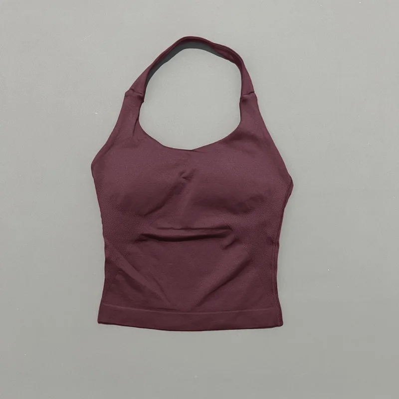 Gym Sport Top Dames Naadloze Yoga Tank Longline Strappy Top Open Rug Bh Sportkleding Gymkleding Hardlopen Workout Halter