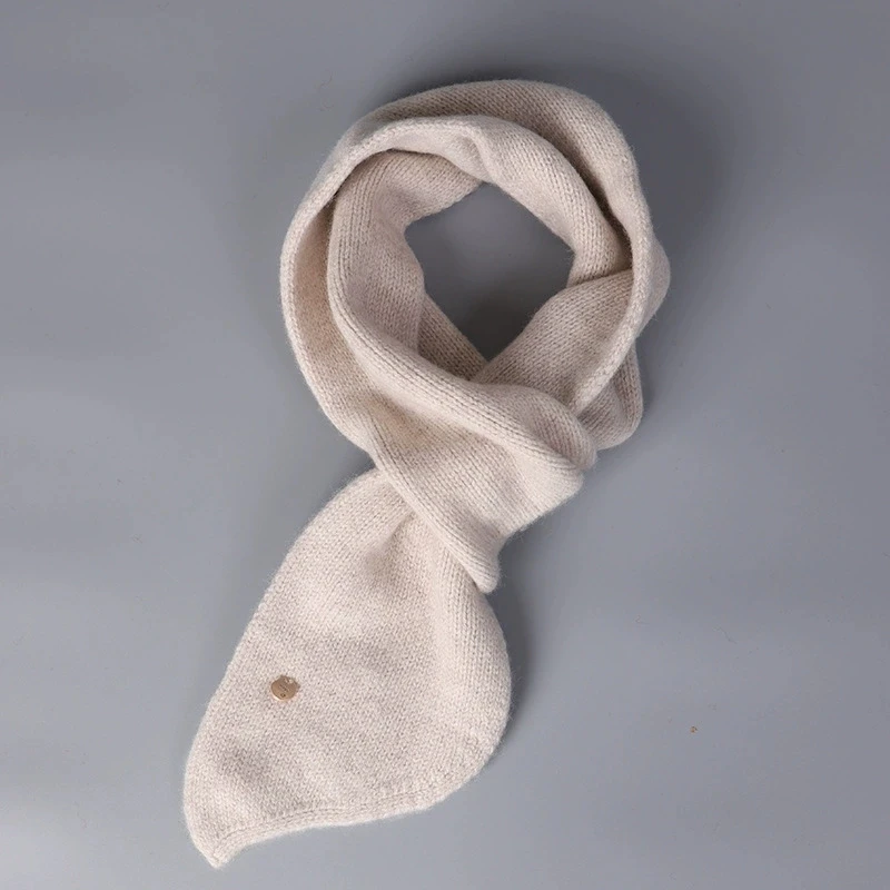 

Британский однотонный шарф из 100% шерсти для женщин, осенне-зимний теплый маленький шерстяной вязаный шарф в корейском стиле