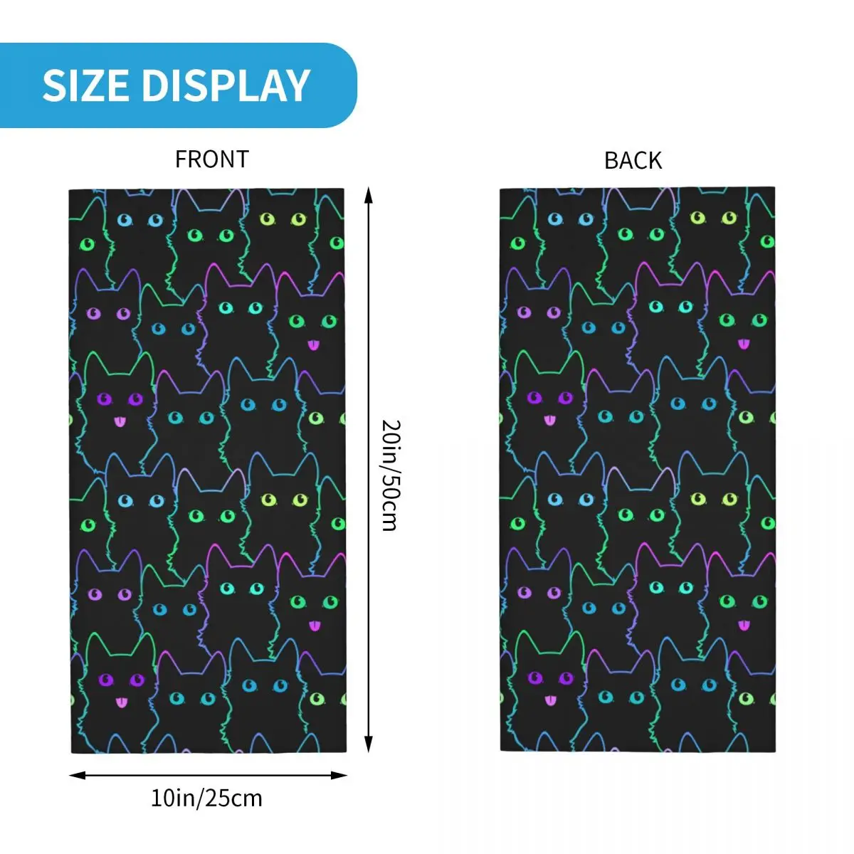 Colorful Cat Silhouettes Bandana Neck Cover Printed Cartoon Black Cats Balaclavas Wrap Scarf Headband for Men Women Adult