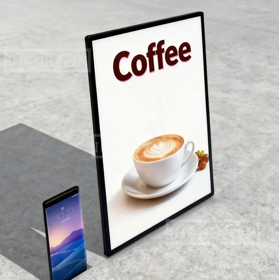 Scatola di pellicole per cartelli a LED personalizzata Luce per poster super luminosa per negozi Cornice per gadget pubblicitari Menù per cartelloni pubblicitari montati a parete
