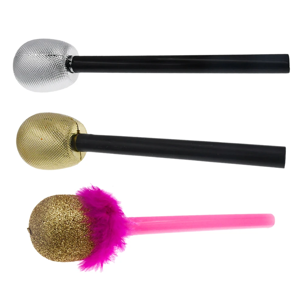 

3 Pcs Fake Microphone Singing Props Party Decoration Kids Karaoke Toy Pretend Play Stage Accessory Safe Lightweight Design