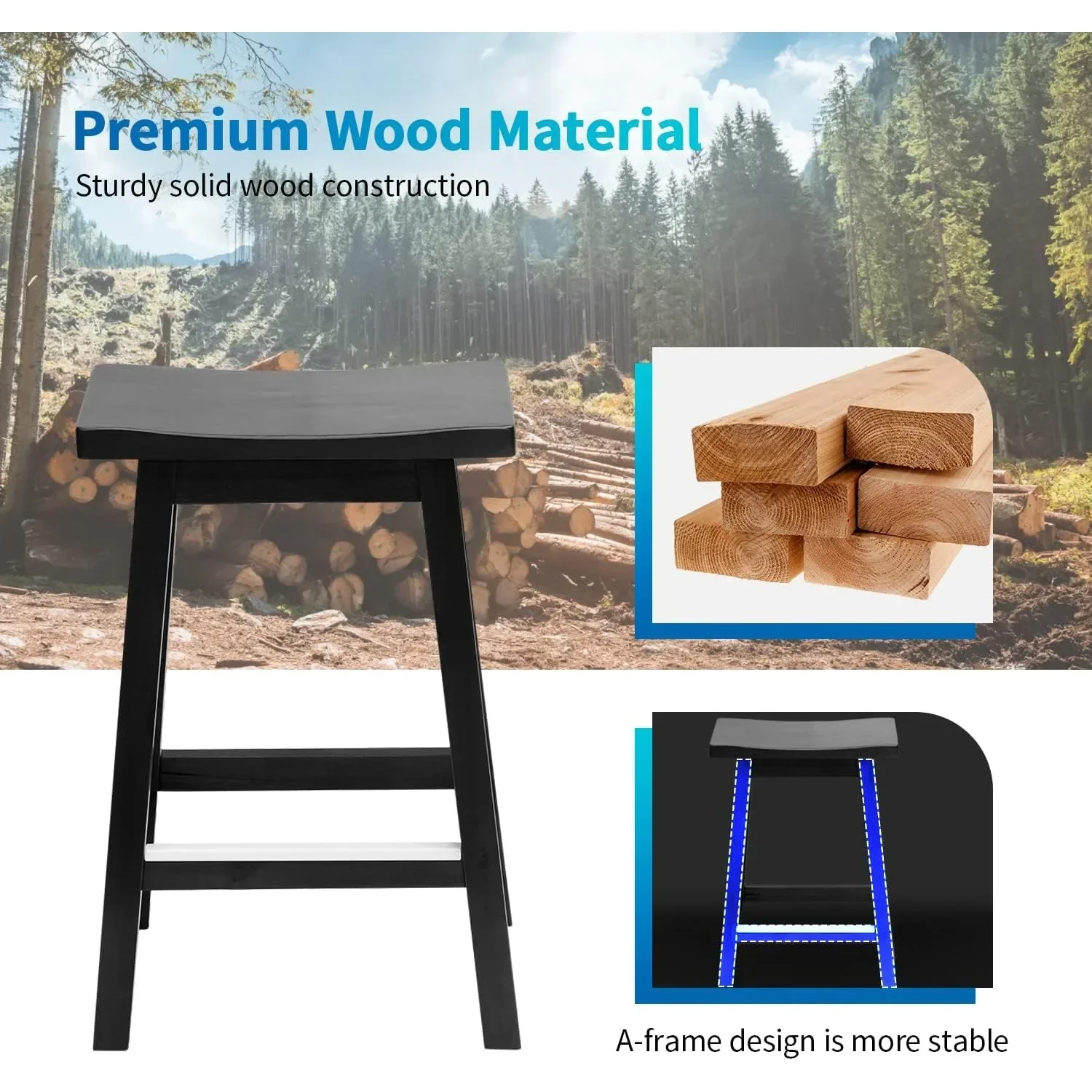 Zestaw 2 obrotowych stołków - drewniane stołki barowe o wysokości blatu kuchennego 60 cm do nowoczesnego wystroju domu