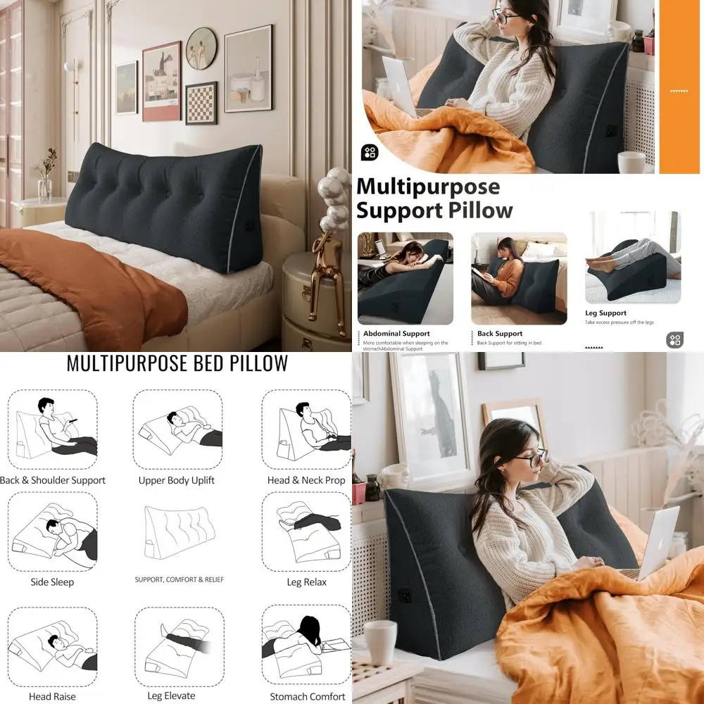 

Утолщенная клиновая подушка для кровати - поддержка сна, позиционер изголовья тела со спинкой для комфортного сна