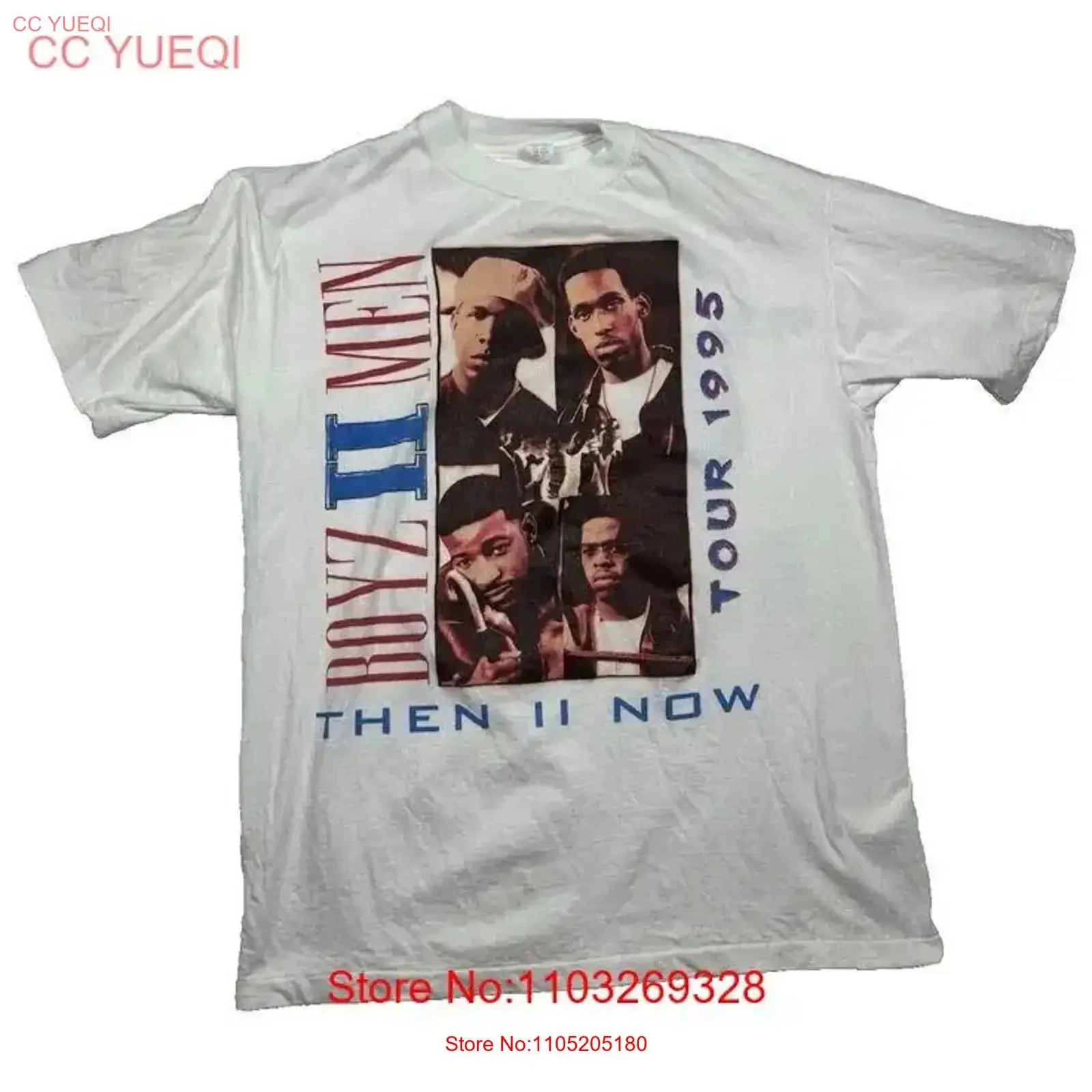 Boyz Ii الرجال خمر تي شيرت Xl ثم الآن 1995 جولة IL0159 خمر غسلها مصمم الملابس تنفس الرسم أزياء أنيقة