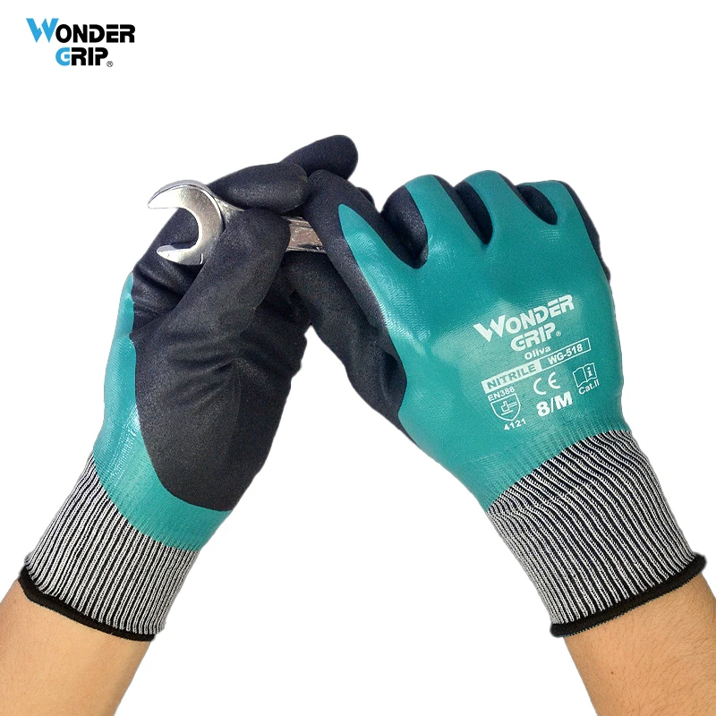 

Wonder Grip 12 Pairs/24 Pcs Oil Resistant Safety Work Gloves Triple Full Dual Nitrile Coating 13 Gauge Nylon Lining Anti-Slip