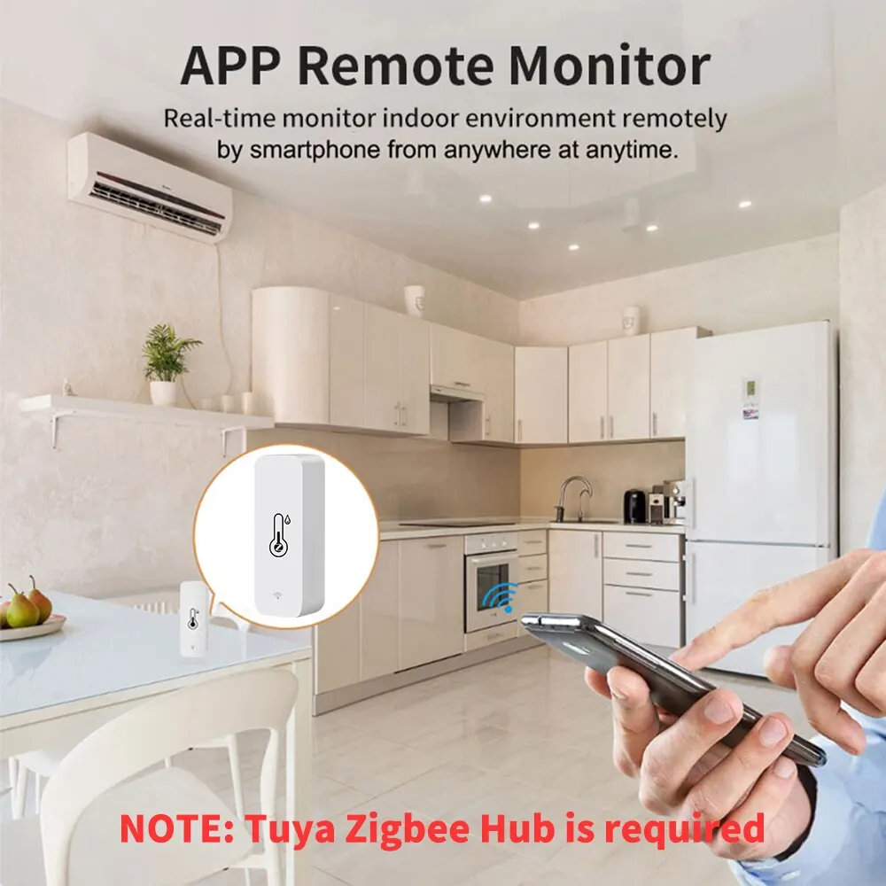 Tuya ZigBee Smart Temperature And Humidity Sensor Battery Powered ZigBee Smart Home Security Work With Alexa Google Home