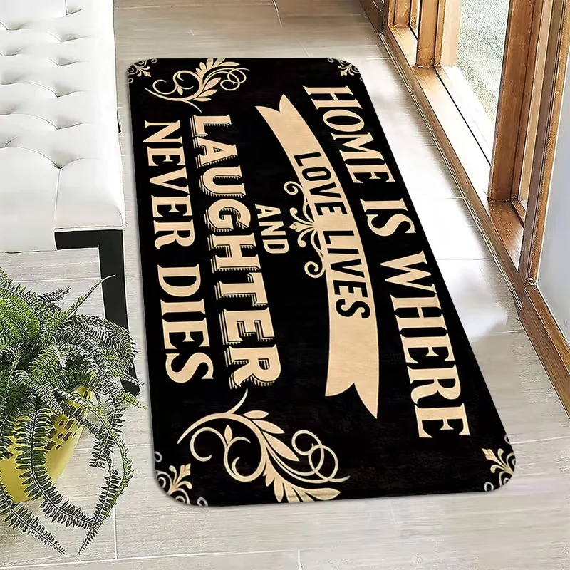 Vintage Quote Art Runner Rug Retro Letter Print Long Hallway Rug for Corridor Bedroom Entry Indoor Home Art Decoration