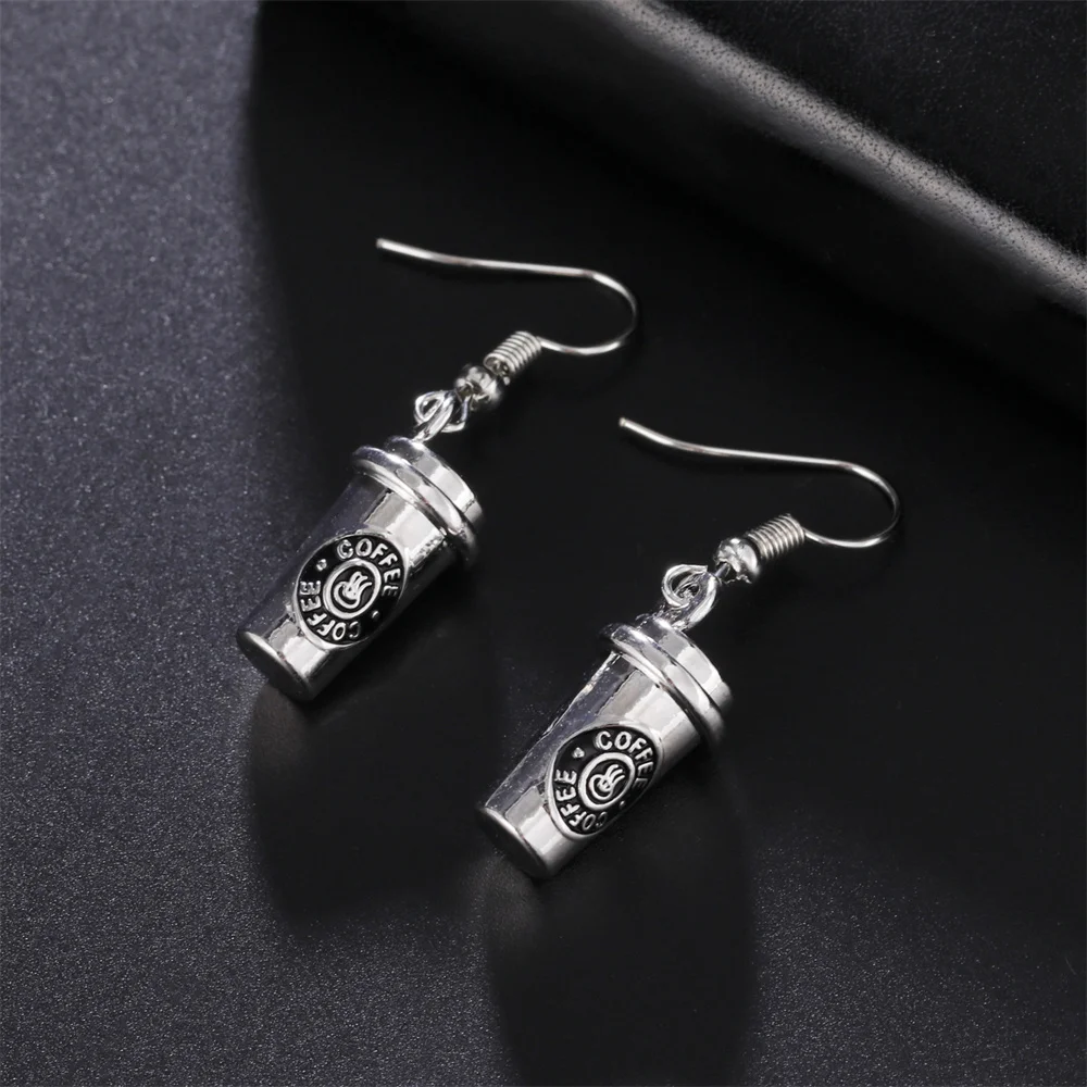 My Shape 3D Coffee Cup Drop Earrings for Women Zinc Alloy Charms Earring for Girls Fashion Jewelry Gifts for Female Coffee Maker