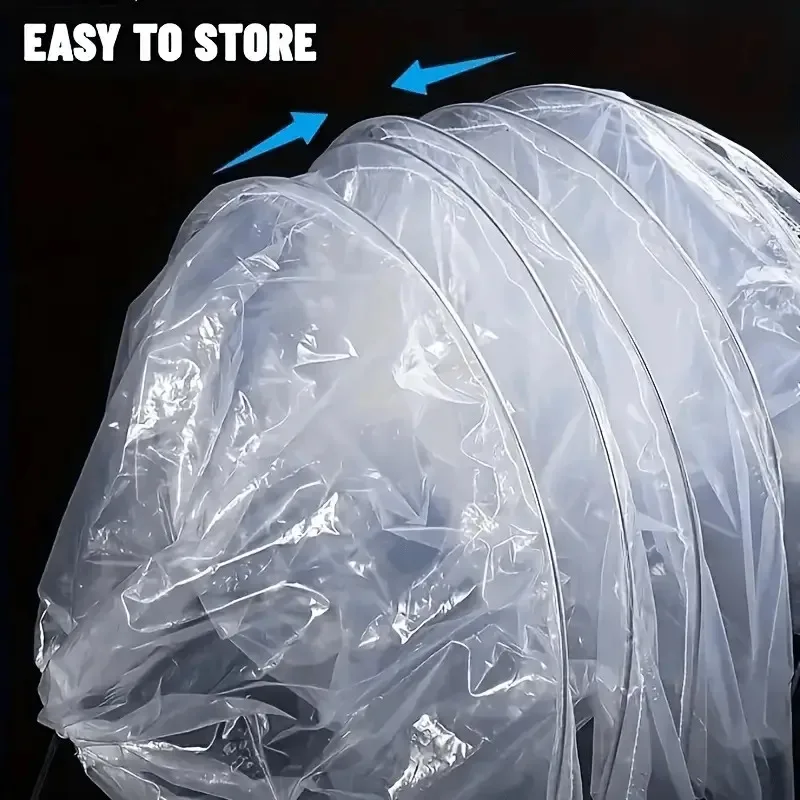 Garden Greenhouse Clear Polythene Plastic Greenhouse Tunnel Cover Rainproof Anti Freezing Cold Proof Winter Protection Cover