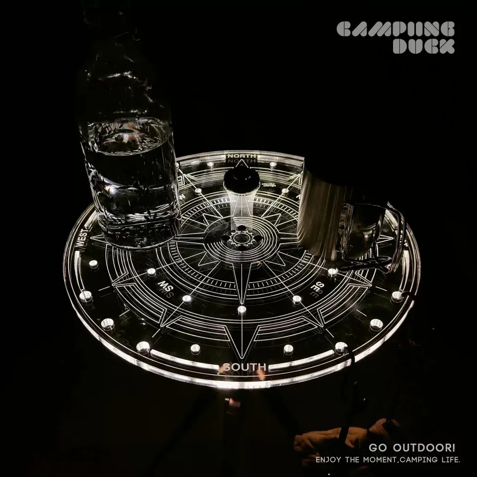 Outdoor camping small round table acrylic luminous small table suitable for goalzero/black dog same tower lamp