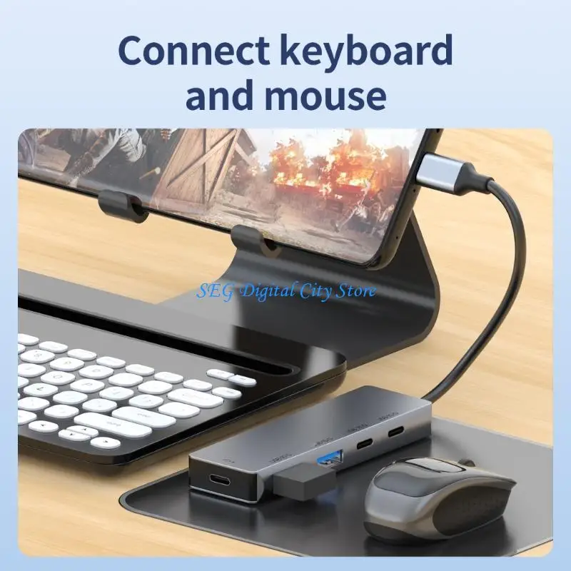 

U75B Разветвитель USB C 2 порта USB C 2 порта USB A Передача данных 10 Гбит/с PD100W Зарядные алюминиевые концентраторы для