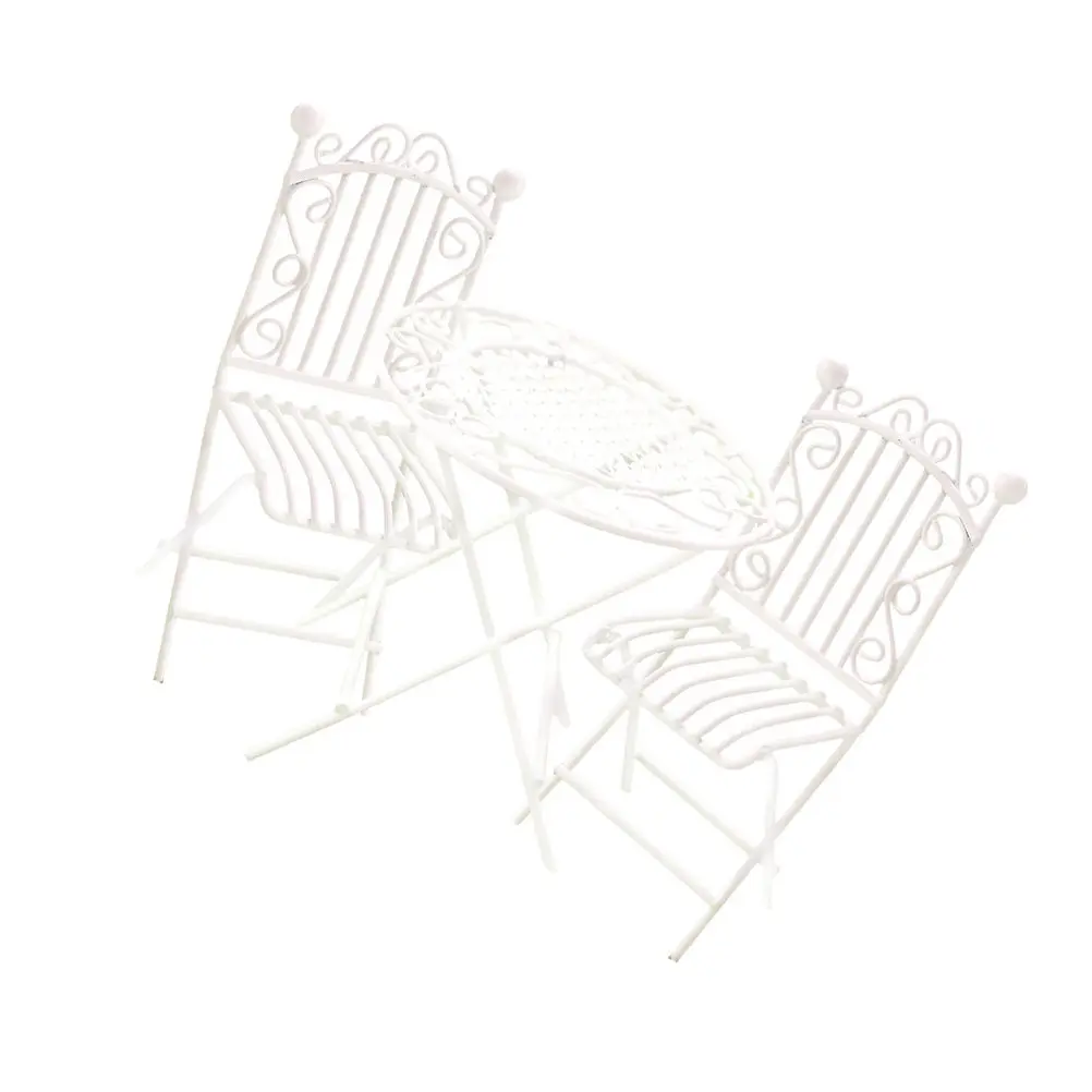 

1Set Mini Table and Chair Set High-Grade Iron Miniature Furniture for Dollhouse Decor Mini House Accessories Small Space Desktop