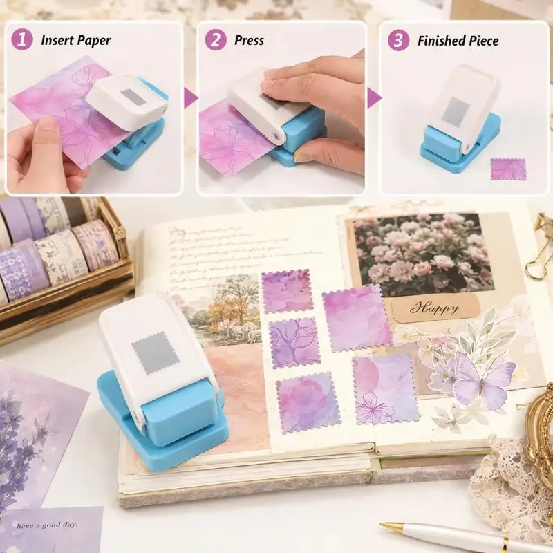 Portable Postage Stamp Shape Punch Cutter Embossing Paper Hole Puncher Tool For Scrapbook Card Making DIY Handmade Decor