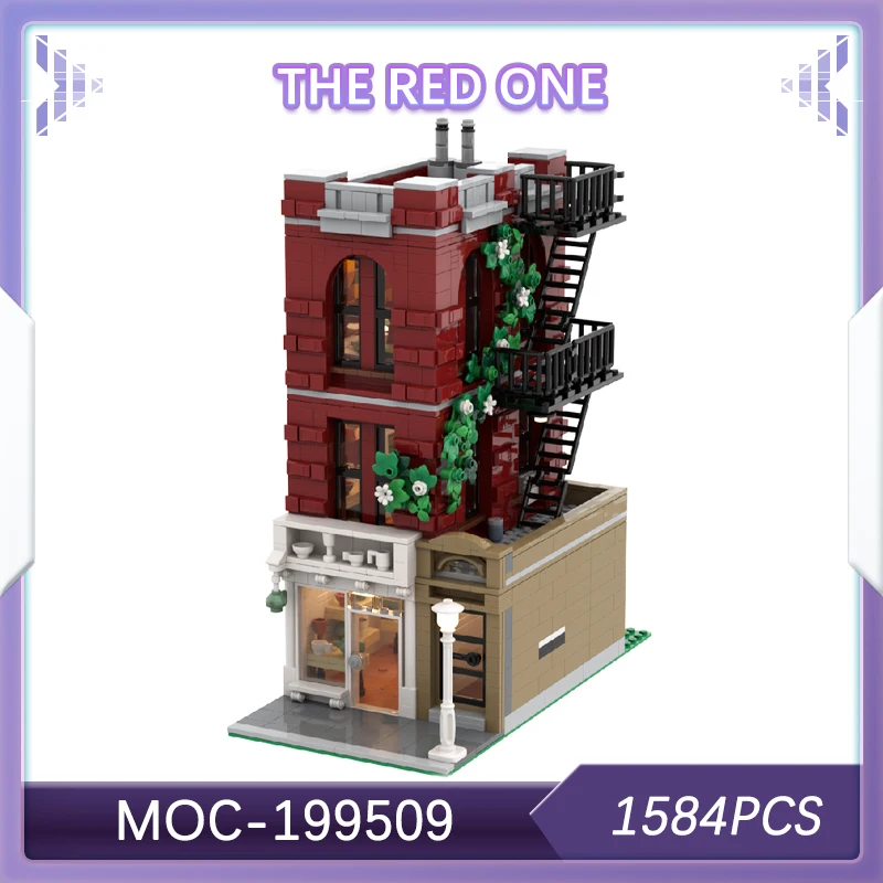 1584 pièces le modèle créatif rouge d'architecture typique américaine Street View dans les blocs de construction ville bricolage cadeaux MOC- 199509