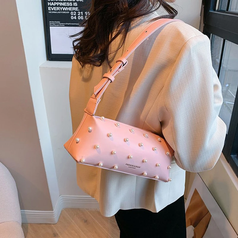 Texture Pearl Underarm Bag for Women's 2024 Spring Summer New  Temperament Versatile Handbag Elegant Fashion One Shoulder Bags