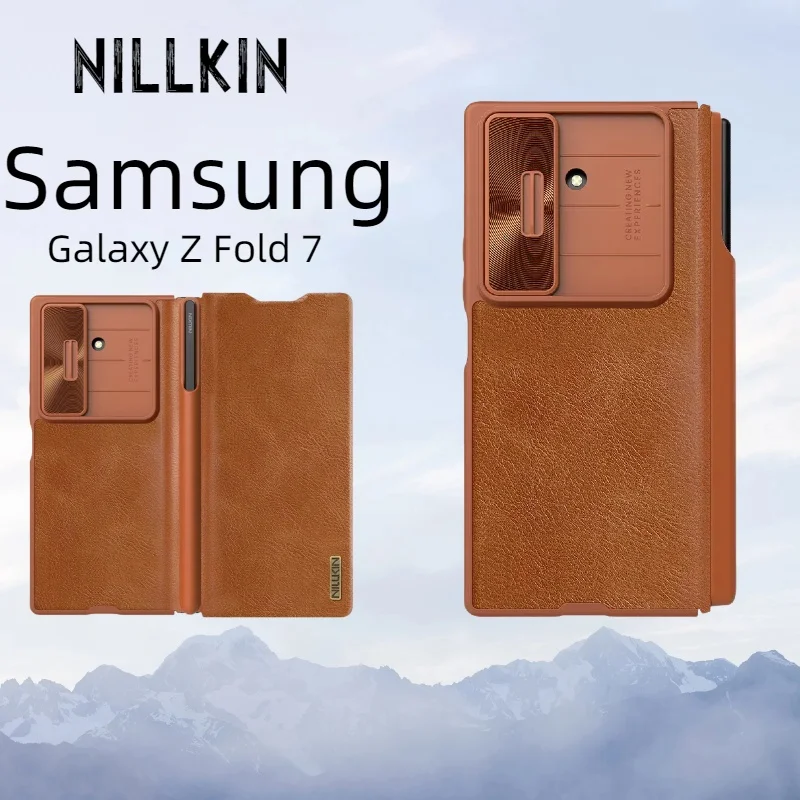 

Для Samsung Galaxy Z Fold 7, флип-чехол Nillkin QIN Pro, кожаный чехол, слайд-камера, чехол-книжка для Samsung Z Fold7 со стилусом