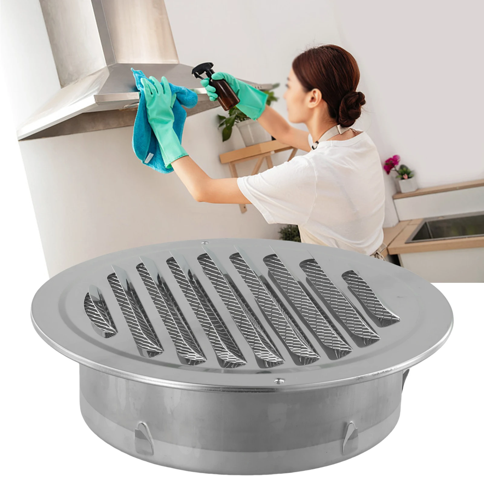 

1pc 70-300mm Round Stainless Steel Vent Grille Exterior Wall Duct Ventilation Tool Circle Air Vent Grill Cover