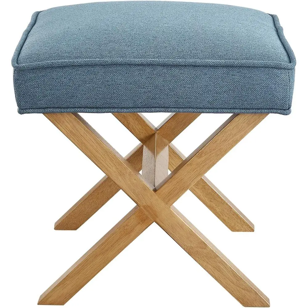 Ottoman moderne bleu indigo du milieu du siècle, repose-pieds carré en polyester 20 x 18, hauteur 18