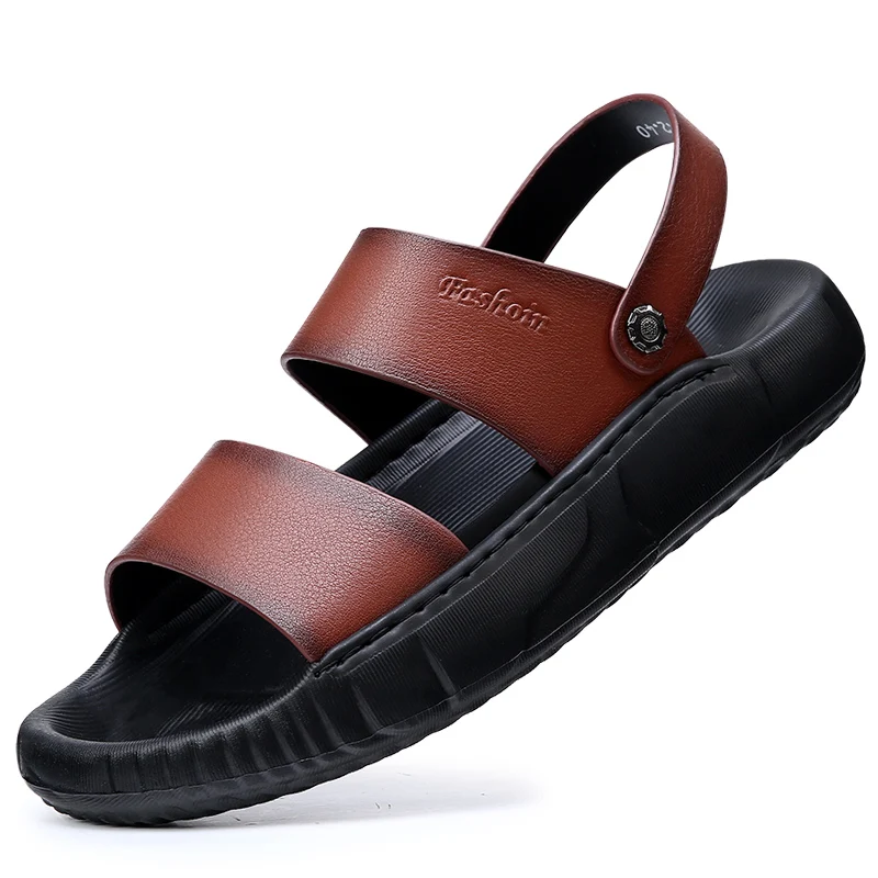 

DIMANYU Men's Genuine Leather Sandals 2026 Summer New Casual Beach Shoes Men's Flat Non-slip Wear-resistant Sandals Men