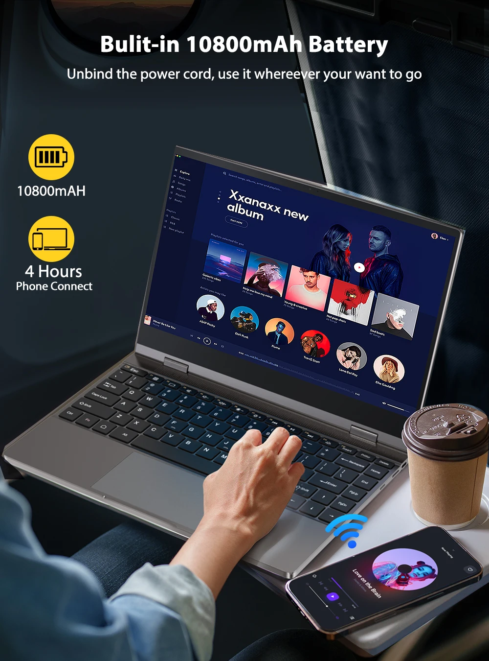 UPERFECT X Monitor portátil recargable Pantalla táctil Pantalla de 13 pulgadas con teclado Batería incorporada de 10000 mAh Pantalla de teléfono móvil Lapdock para HUAWEI Proyección fácil Samsung DeX