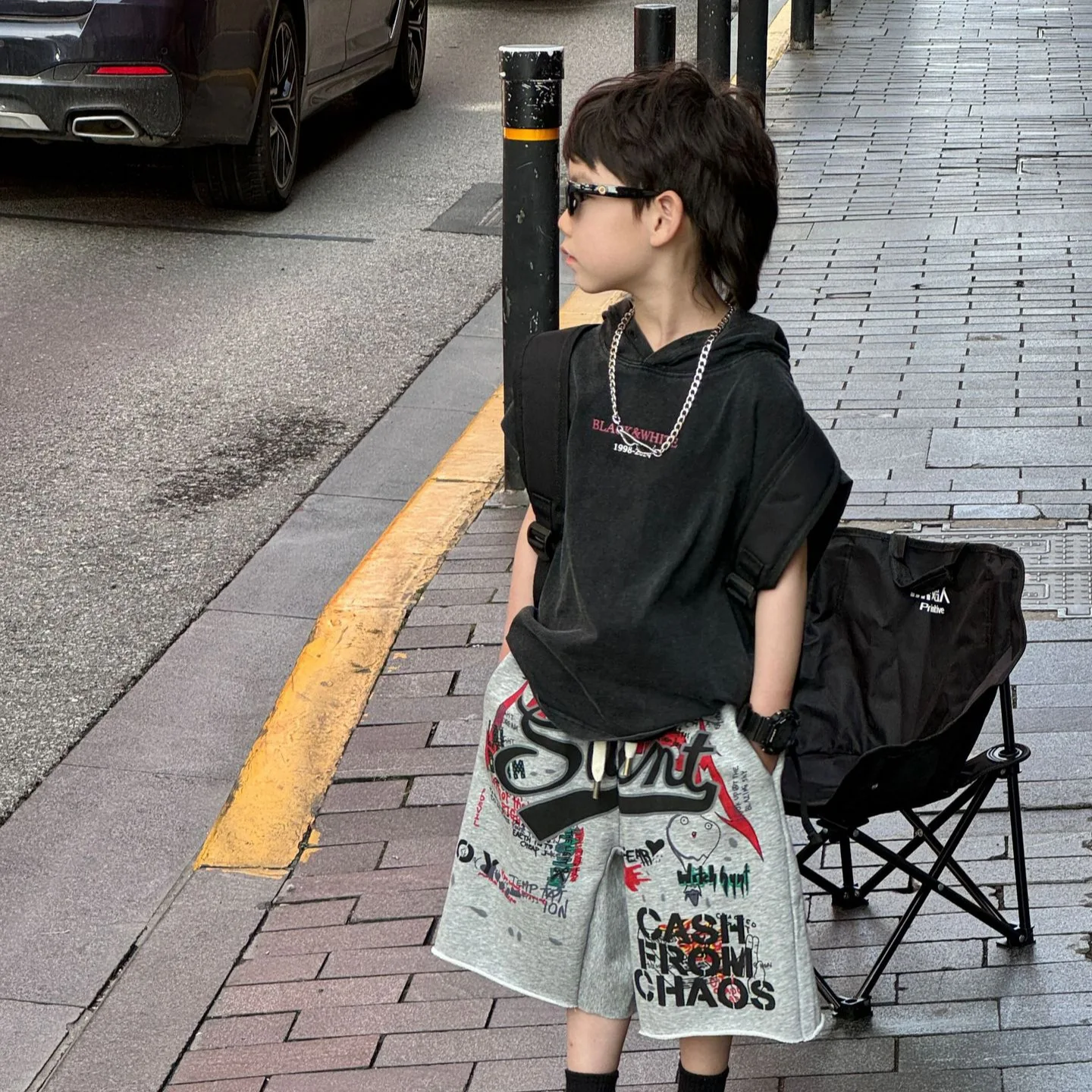 Children Clothing Kids Denim Pants 2024 Summer New Fashionable Korean Style Boy Fashion Graffiti Casual Pants Handsome Shorts