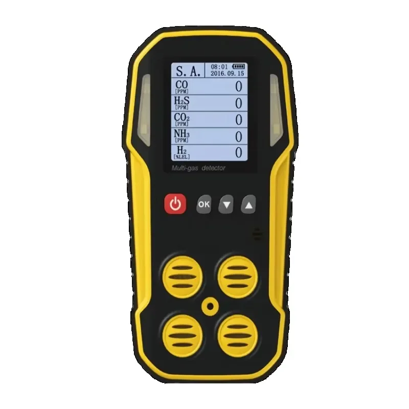 Handheld Portable exhaust 5 in 1 sensor Gas analyzers sound light alarm no ch4 h2s - co/co2/o2/nox multi air gas detector