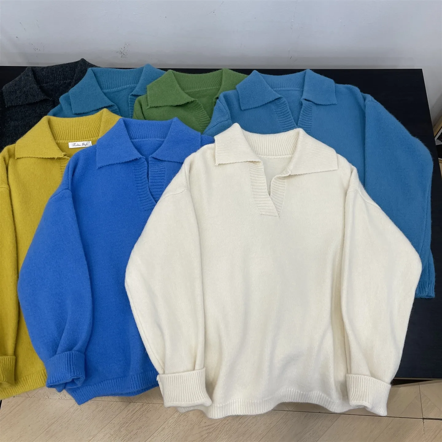 

Korean Sle Long Sve Knitted Sweater Women's Autumn Winter New Loose Versatile High-End Lazy Soft Fuzzy Wool Collar